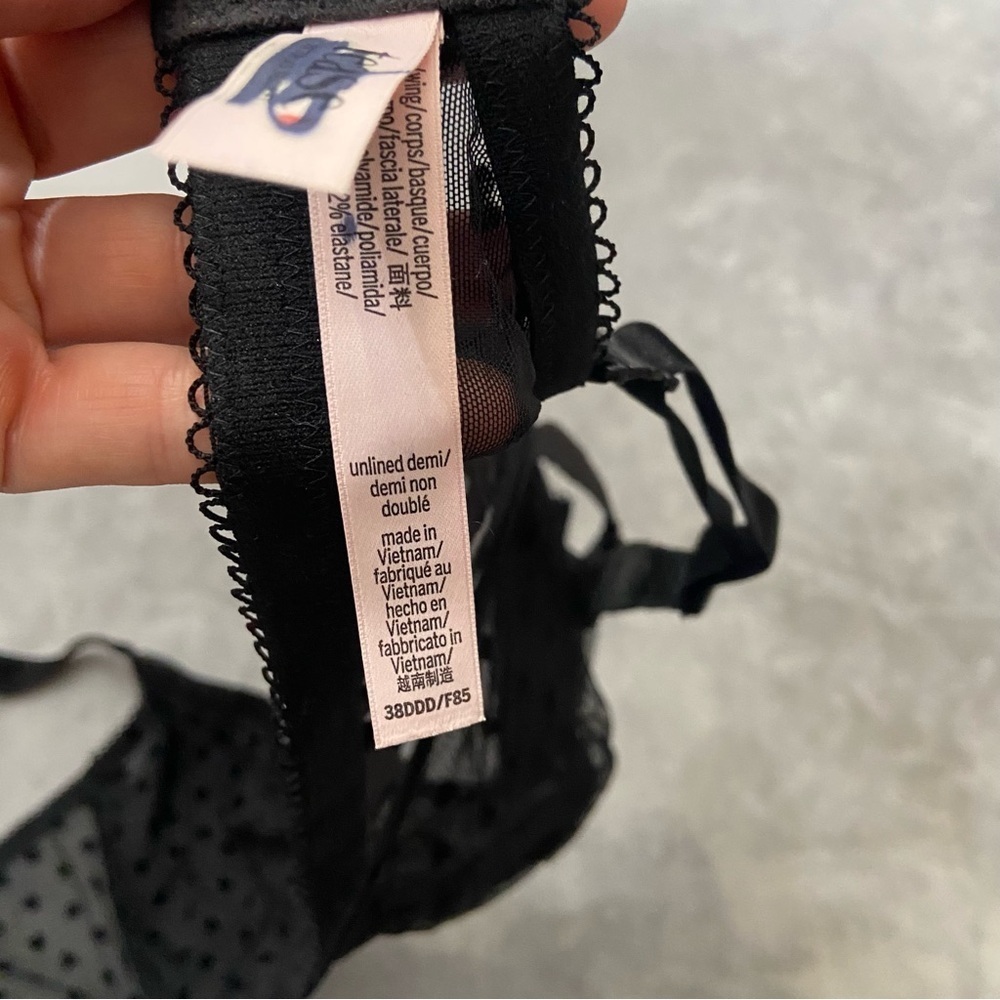 New! Victorias Secret Tease Unlined Demi Bra sheer heart print mesh 4866 - Picture 5 of 6